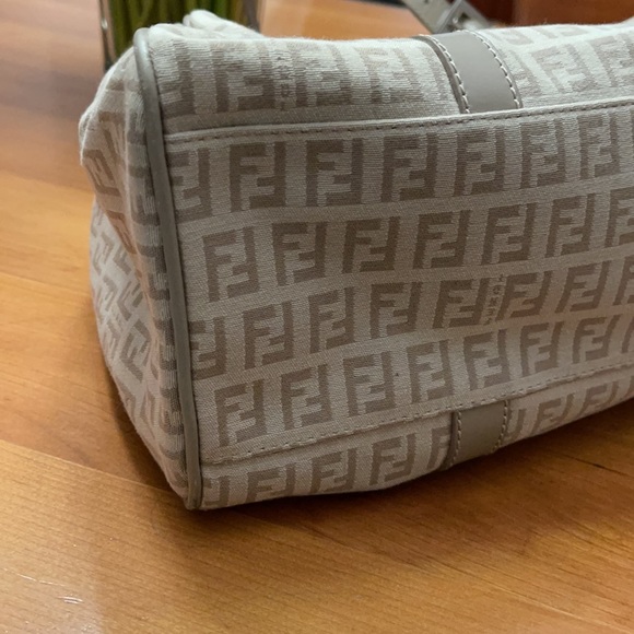 Authentic Fendi Zucchini canvas shoulder bag (tan/beige color) - Picture 8 of 15